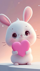 可爱小爱心背景图片_520可爱小兔子和爱心背景