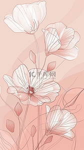 盛开的花gif背景图片_清新线描盛开的花朵手机壳背景
