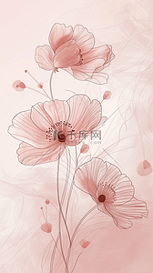清新手机背景背景图片_清新线描盛开的花朵手机壳背景