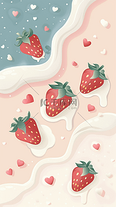 手机竖屏背景图片_清新可爱半透明液体草莓手机壳背景
