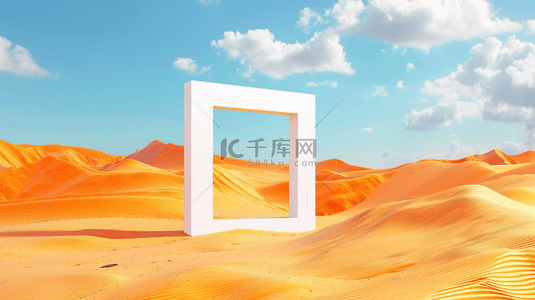 明亮黄色沙丘上的方框概念空间场景背景图