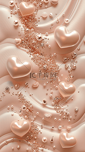 粉砂质感爱心和珍珠手机壳背景