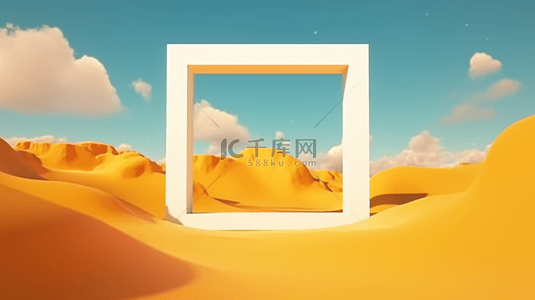 明亮黄色沙丘上的方框概念空间场景背景图片