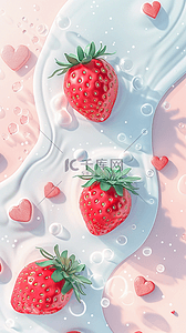背景草莓背景图片_清新可爱半透明液体草莓手机壳背景