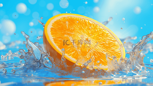 溅起水花背景图片_把橙子扔进水里溅起水花的背景