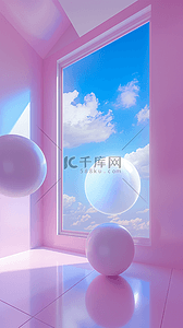 浪漫梦幻粉色窗户概念空间背景图片