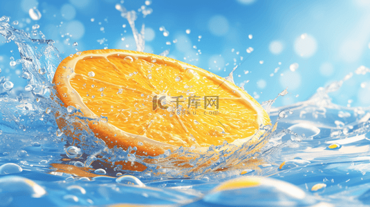 溅起水花背景图片_把橙子扔进水里溅起水花的背景