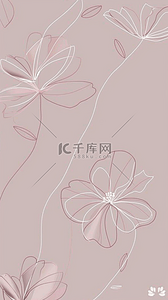 清新手机背景背景图片_清新线描盛开的花朵手机壳背景