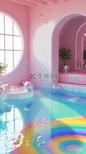粉色玻璃透明质感泳池空间产品展示空间图片
