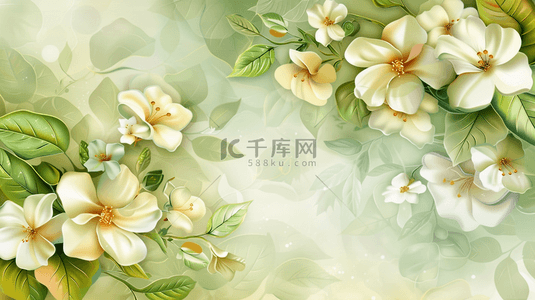 绿色花束背景图片_清新唯美绿色花朵树枝的背景