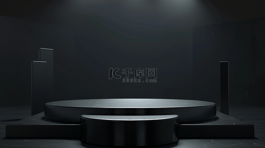 舞台黑色背景背景图片_黑色空间场景舞台台阶展示的背景
