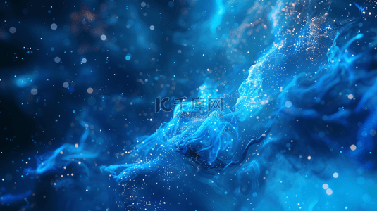 流光星河背景图片_蓝色流面流光设计风格抽象商务背景