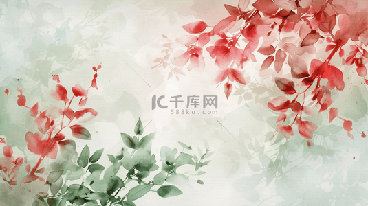 花朵中式背景图片_中式国画艺术绘画风格树枝花朵的背景