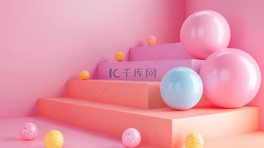 粉色甜品背景背景图片_粉色场景圆球棒棒糖甜品的背景