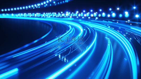 高速道路上蓝色光线星光闪耀聚集的背景
