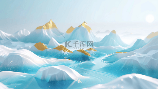 唯美蓝白色场景山脉梦幻造型的背景图