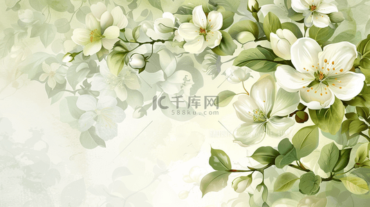绿色唯美花朵背景图片_清新唯美绿色花朵树枝的背景