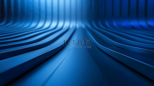 蓝色空间花朵设计风格灯光照射走廊的背景
