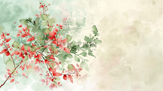中式国画艺术绘画风格树枝花朵的背景