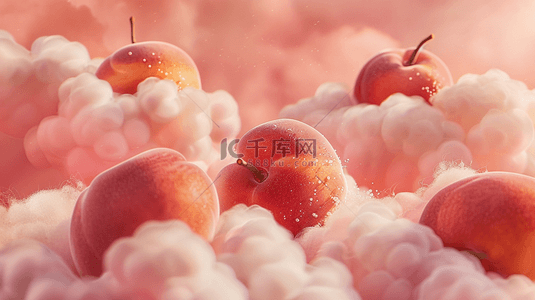 桃子桃子背景图片_粉色场景棉花桃子摆拍拍摄的背景