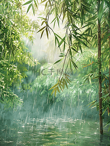 雨季的背景背景图片_户外雨季河面上树枝树叶的背景