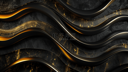 黑色纹理金边质感艺术风格抽象商务背景