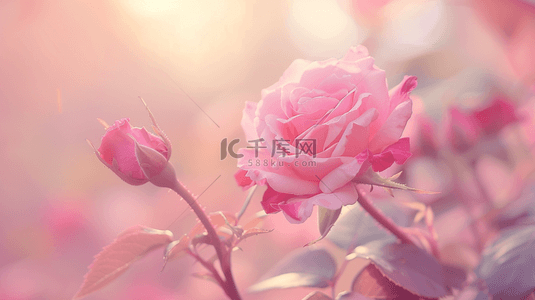 奇异景色背景图片_户外阳光下粉色花朵花束景色的背景