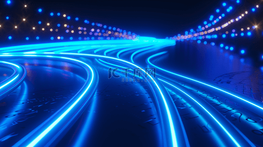道路蓝色背景图片_高速道路上蓝色光线星光闪耀聚集的背景