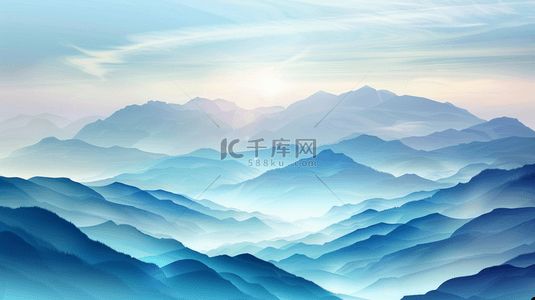 山峰山脉背景图片_蓝色梦幻山脉山峰风景风光的背景