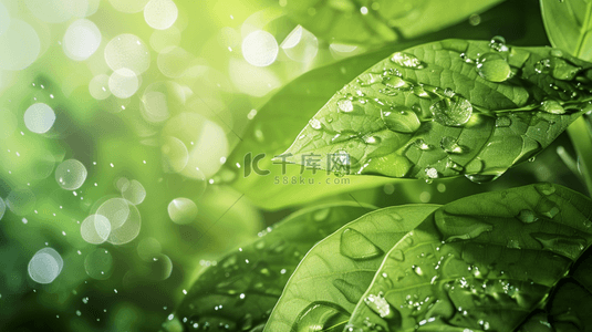 绿叶绿色背景图片_绿色清新空间阳光照射拍摄护肤品水果的背景