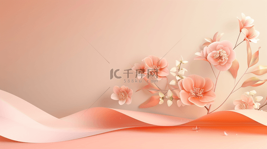 椭圆形方框背景图片_粉色唯美方框空间树枝花朵的背景