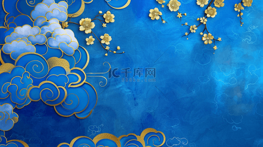 中式唯美场景灯笼壁画的背景