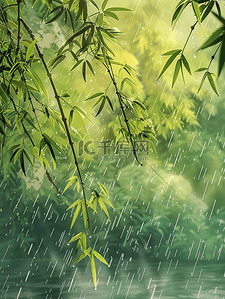 户外雨季河面上树枝树叶的背景