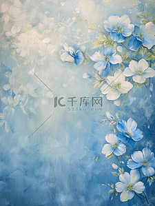 清新花朵唯美背景图片_浅蓝色唯美梦幻墙上花朵花束的背景
