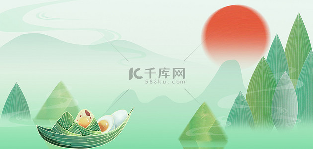 中国风背景粽子背景图片_端午节粽子船手绘背景