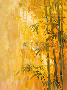 竹子竹叶背景图片_手绘绘画森林竹子竹叶的背景
