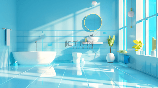 浴室风格背景图片_清新浴室里室内阳光照射墙面上的背景