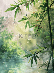 野外绿色背景背景图片_户外雨季河面上树枝树叶的背景