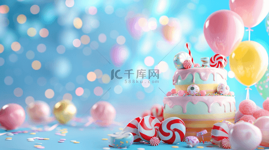 切块椰蓉蛋糕背景图片_粉色唯美场景惊喜礼物蛋糕棒棒糖的背景