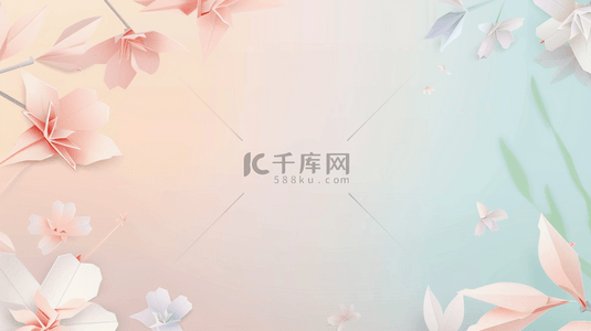 花朵中式背景图片_中式文艺风格树枝花朵蝴蝶的背景