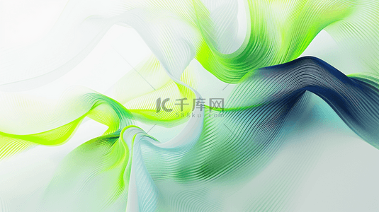 科技蓝色绿色背景图片_蓝绿色科技线条流线艺术风格抽象商务背景