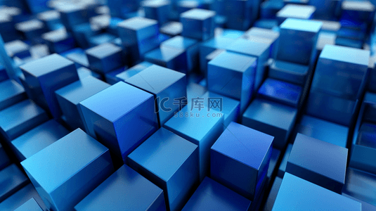 抽象方块背景图片_蓝色设计方块风格空间抽象商务的背景