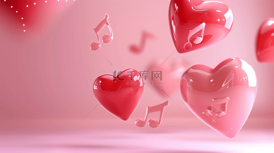 粉色唯美情人节背景图片_浪漫粉色爱心音乐场景的背景