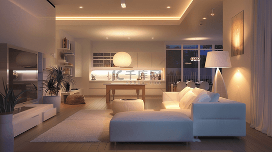 现代设计空间客厅沙发灯光的背景