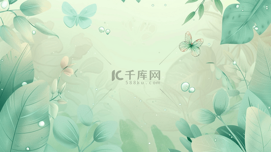 中式背景图片_清新中式艺术风格树叶花朵蝴蝶的背景