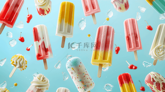 夏季凉爽冰糕场景草莓广告的背景