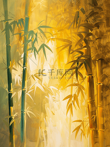 竹子竹叶背景图片_手绘绘画森林竹子竹叶的背景