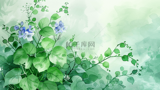 花朵中式背景图片_中式风格绘画艺术风格树枝花朵的背景