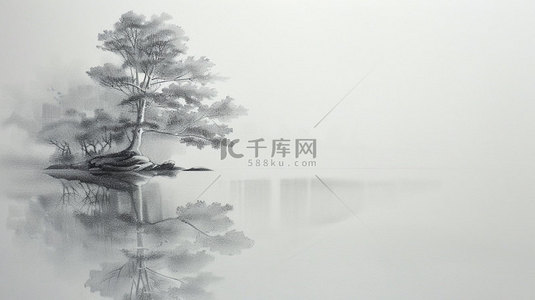 海参素描背景图片_素描房屋树木合成创意素材背景