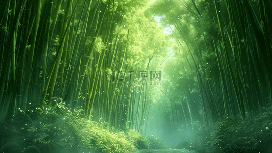绿色清新户外山坡竹林景色的背景